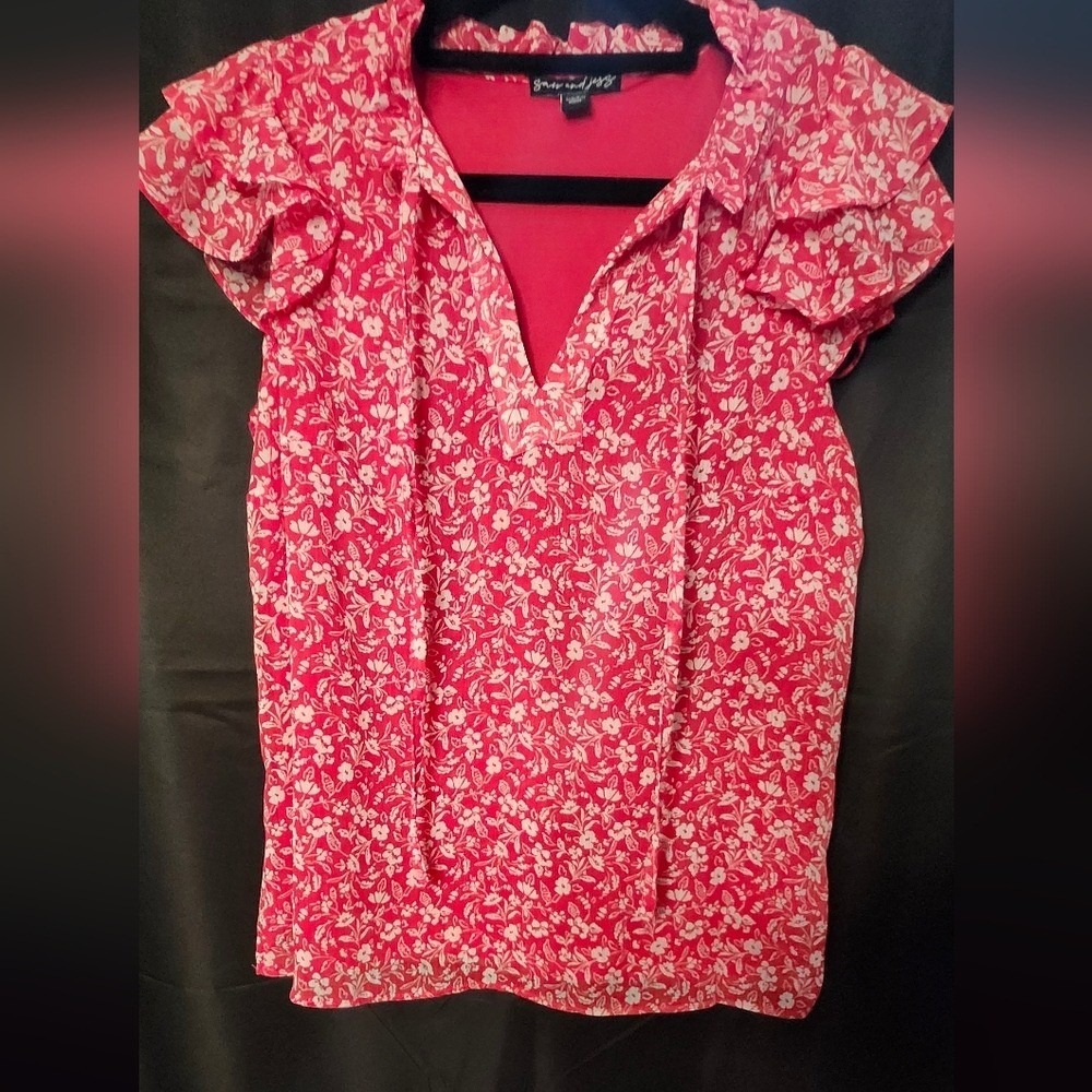Sam and Jess Floral Red Women's Top